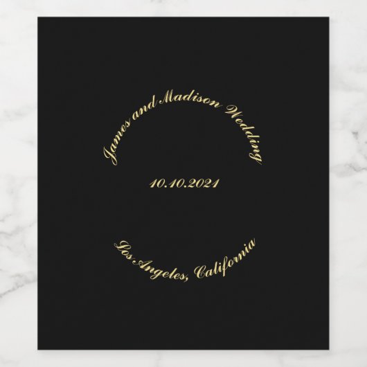 Naam aanpassen, datum zwarte goudbruiloft wijn etiket (Enkel label)