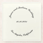 Naam aanpassen, datum zwarte huwelijksgunsten glazen onderzetter (Voorkant)