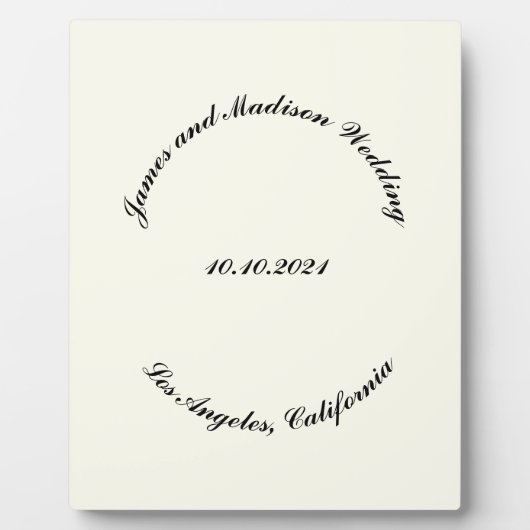 Naam aanpassen, datum zwarte ivoor bruiloft fotoplaat (Voorkant)