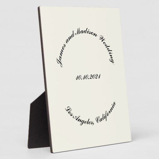 Naam aanpassen, datum zwarte ivoor bruiloft fotoplaat (Zijkant)
