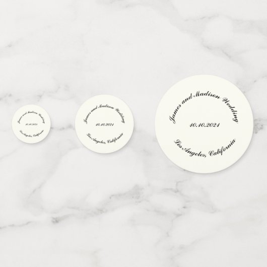 Naam aanpassen, datum zwarte ivoorbruiloft confetti (Voorkanten)