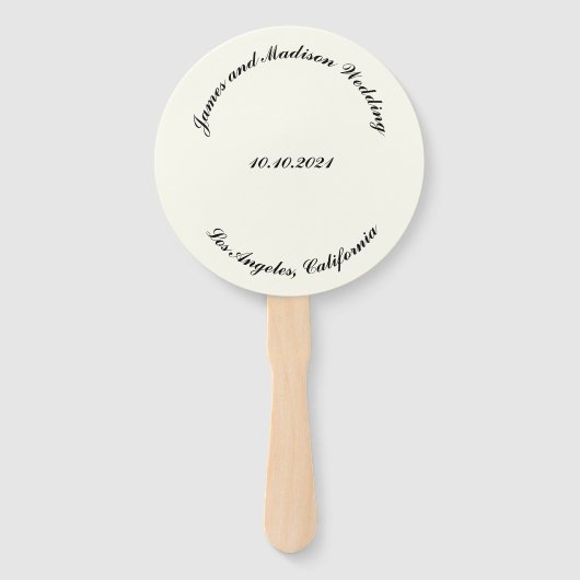 Naam aanpassen, datum zwarte ivoorbruiloft handwaaier (Voorkant)