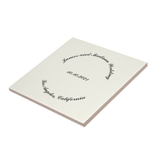 Naam aanpassen, datum zwarte ivoorbruiloft tegeltje (Zijkant)