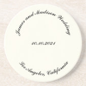 Naam aanpassen, datum zwarte ivoorbruiloft zandsteen onderzetter (Voorkant)