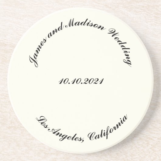 Naam aanpassen, datum zwarte ivoorbruiloft zandsteen onderzetter (Voorkant)