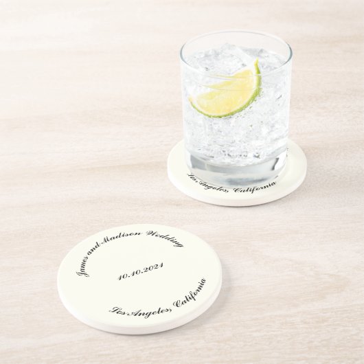 Naam aanpassen, datum zwarte ivoorbruiloft zandsteen onderzetter (Zijkant)