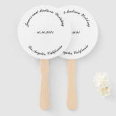 Naam aanpassen, datum zwarte kromme letters bruilo handwaaier (Voorkant en achterkant)