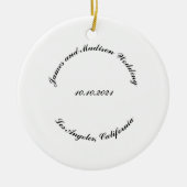 Naam aanpassen, datum zwarte kromme letters bruilo keramisch ornament (Voorkant)