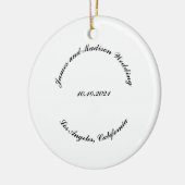 Naam aanpassen, datum zwarte kromme letters bruilo keramisch ornament (Links)