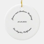 Naam aanpassen, datum zwarte kromme letters bruilo keramisch ornament (Achterkant)