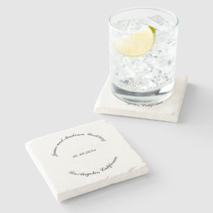 Naam aanpassen, datum zwarte kromme letters bruilo stenen onderzetter