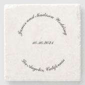 Naam aanpassen, datum zwarte kromme letters bruilo stenen onderzetter (Voorkant)