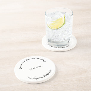 Naam aanpassen, datum zwarte kromme letters bruilo zandsteen onderzetter