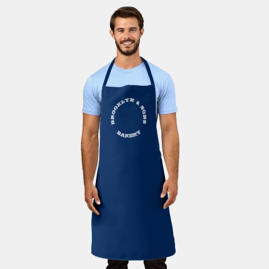 Naam aanpassen laatste gebogen letters Navy Blue Schort (Gedragen)