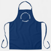 Naam aanpassen laatste gebogen letters Navy Blue Schort (Voorkant)