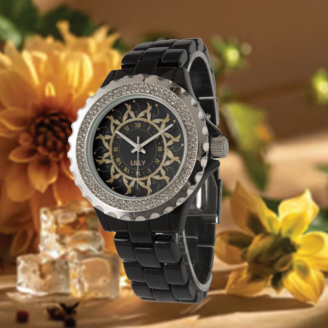 Naam aanpassen Mandala Gold Monogram Horloge (Creator heeft geüpload)