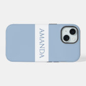 Naam aanpassen Minimal Dusky Blue iPhone 15 Case (Achterkant horizontaal)