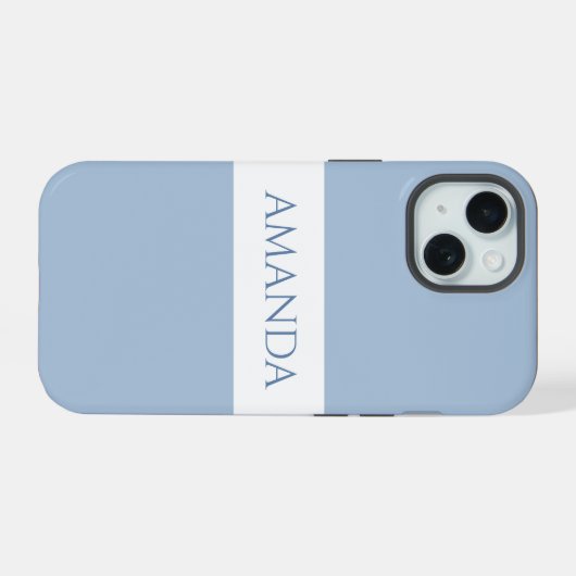 Naam aanpassen Minimal Dusky Blue iPhone 15 Case (Achterkant horizontaal)