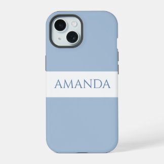 Naam aanpassen Minimal Dusky Blue iPhone 15 Case