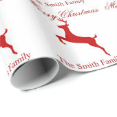 Naam aanpassen Modern rood rendierpapier Cadeaupapier (Rol Hoek)