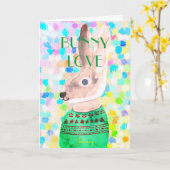 Naam aanpassen Paashaas LIEFDE  Groeten Kaart (Gele Bloem)