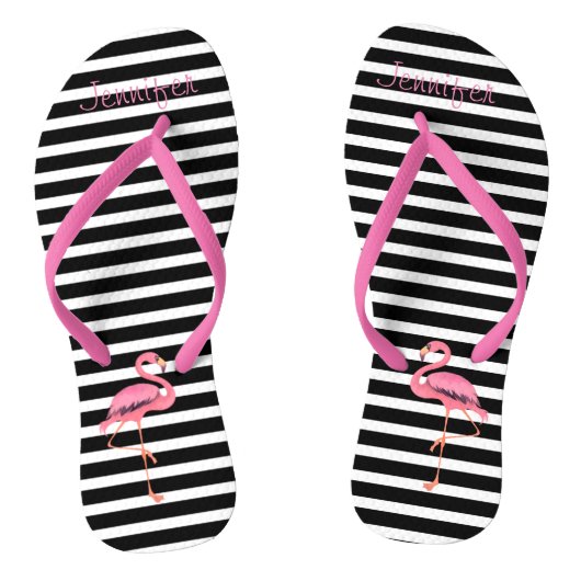Naam aanpassen Pink Flamingo Teenslippers (Voetbed)