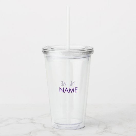Naam aanpassen, tekst minimalistisch paarse wissen acryl drinkbeker (Voorkant)