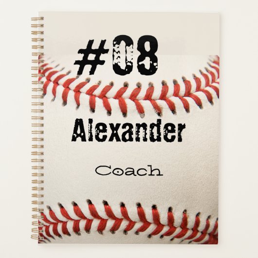 Naam Aantal Positie Aangepast wit Baseball Planner (Voorkant)