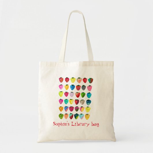 Naam aardbei schattige bibliotheektas van kind tote bag (Voorkant)