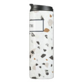 Naam, Aardetonen Mozaïek Terrazzo Patroon 12oz Thermosbeker (Geroteerd rechts)