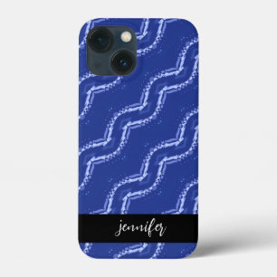  naam Abstract blauw golfpatroon Case-Mate iPhone Case