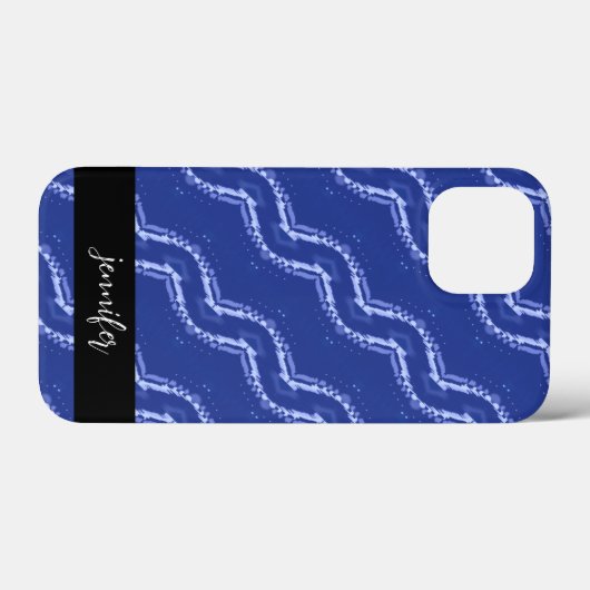 naam Abstract blauw golfpatroon Case-Mate iPhone Case (Achterkant (horizontaal))
