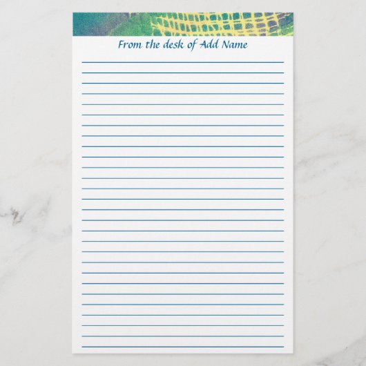 Naam Abstract blauw groen Paarse gevoerd briefpapi Briefpapier (Voorkant)