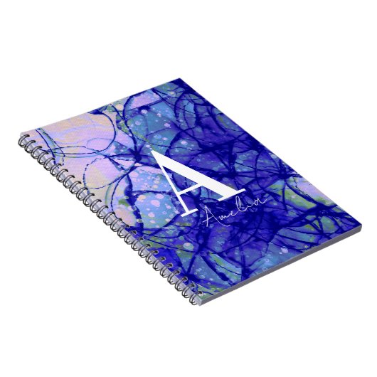 Naam | Abstract monogram blauw Notitieboek (Rechterzijde)