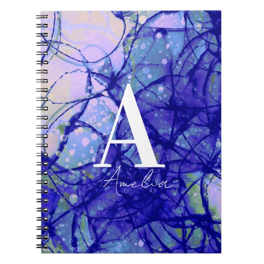 Naam | Abstract monogram blauw Notitieboek (Voorkant)