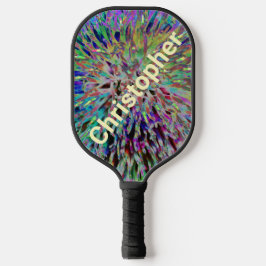 Naam Abstracte Floral Macro Blue Yellow Pickleball Paddle