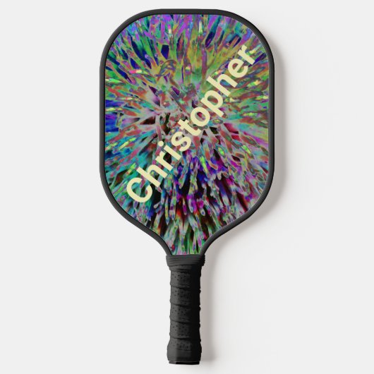 Naam Abstracte Floral Macro Blue Yellow Pickleball Paddle (Achterkant)