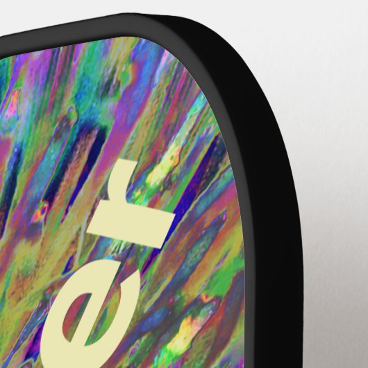 Naam Abstracte Floral Macro Blue Yellow Pickleball Paddle (Links Detail)