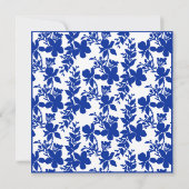 Naam Achternaam Chique Blauw Bloemen Patroon Notitiekaartje (Achterkant)