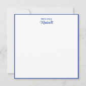 Naam Achternaam Chique Blauw Bloemen Patroon Notitiekaartje (Voorkant)