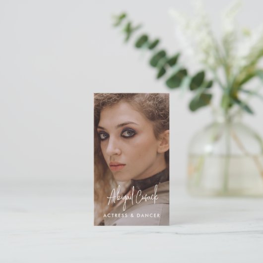 Naam Actress Model Headshot Calligraphy Visitekaartje (Staand voorkant)