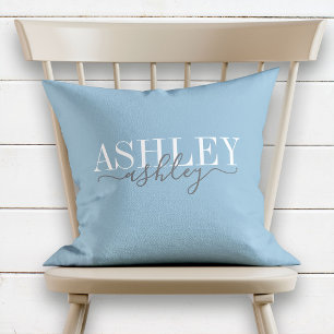 Naam afbeelding Monogram duusk Blue Grey Elegant Kussen