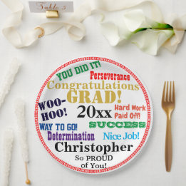 Naam afstuderen gefeliciteerd papieren bordje