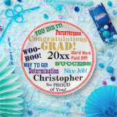 Naam afstuderen gefeliciteerd papieren bordje (Feest)
