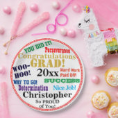 Naam afstuderen gefeliciteerd papieren bordje (Feest)