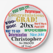 Naam afstuderen gefeliciteerd papieren bordje (Voorkant)