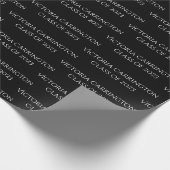 Naam afstuderen Jaar Klasse Script Black White Cadeaupapier (Hoek)