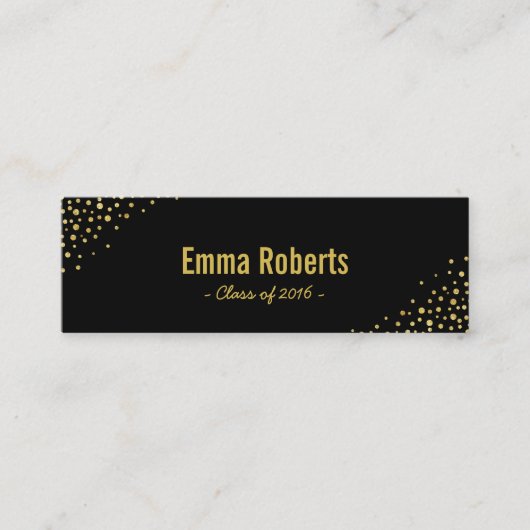 Naam afstuderen tag - Zwart & gouden Stippen invoe Contactkaartje (Voorkant)