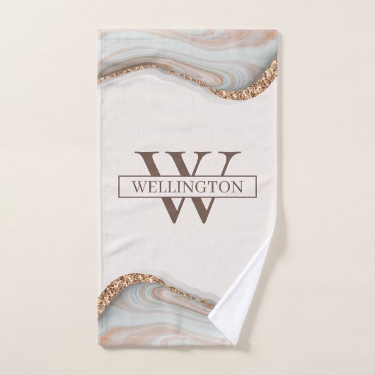 Naam Agate Stone Marble Monogram Bad Handdoek (Handdoek)