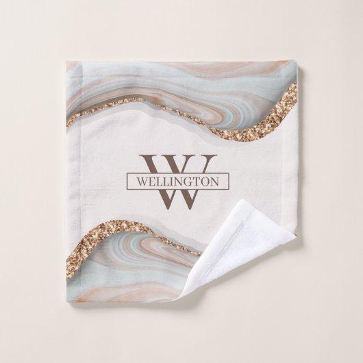 Naam Agate Stone Marble Monogram Bad Handdoek (Wasdoekje)